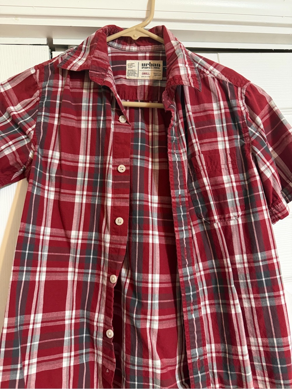 urban pipeline Red Plaid Short-Sleeve Button-Down Shirt